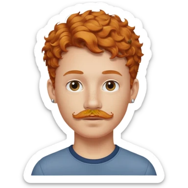 im short curly ginger haired young guy and also have earring on my left ear also have clean moustaches  sticker