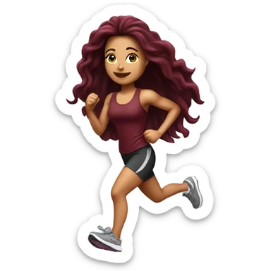 Beautiful tattooed  burgundy long haired woman jogging sticker