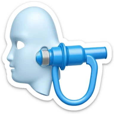 Blue plastic mouthpiece for VO2 max testing with breathing valve, exercise laboratory equipment sticker