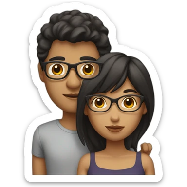 Mixed-race-couple-with-dark-hair-woman-with-glasses sticker