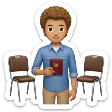 man with coily chairs passport sticker