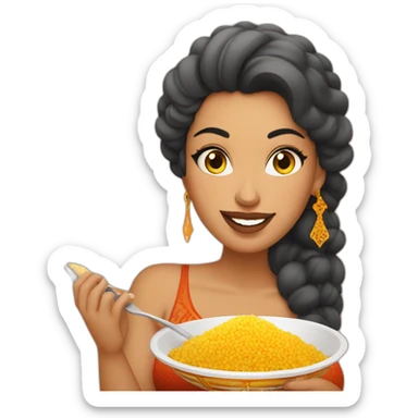 a Moroccan curvy woman eating couscous sticker