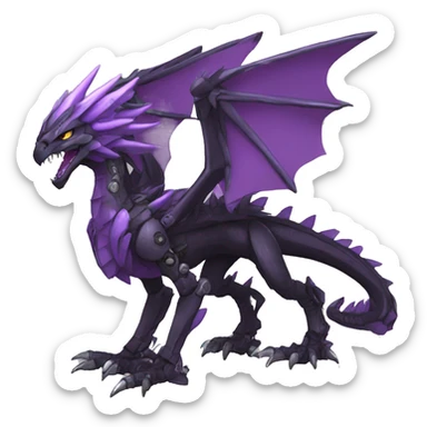  Cool Edgy Black Purple Digimon-Fakemon-Raptor-Dragon-Mecha full body sticker