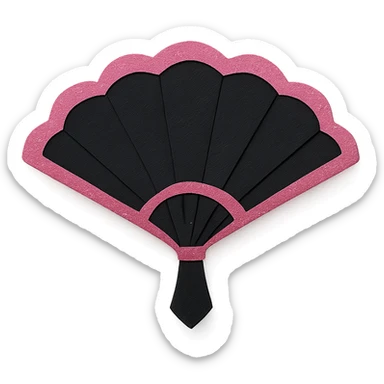 BLACKPINK-inspired gothic fan, layered and dramatic, black and pink, no hearts sticker