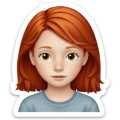 redhead kid with unique face features  sticker