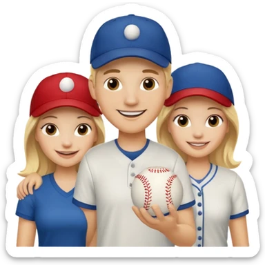 Two blonde women and a man with baseball cap on  sticker