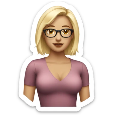 Girl blonde hair with bodysuit and glasses sticker