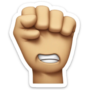 regular emoji face, angry looking, with a raised fist off to the right sticker