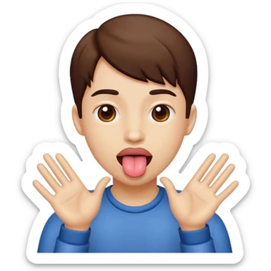 tounge out with hands to the side sticker