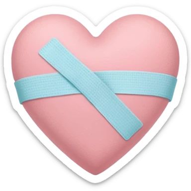 A minimalist pastel illustration of a heart with a bandage, inspired by the ❤️‍🩹 emoji. Soft pastel colors — dusty pink sticker