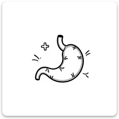 Hand-drawn stomach organ being mended with stitches and healing symbols sticker