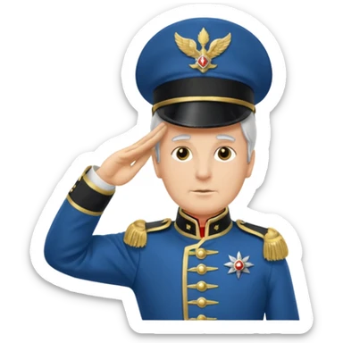 Vieille Garde soldier Napoleonic era saluting blue uniform gold trim bearskin hat friendly sticker