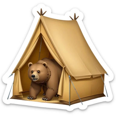 a tent being stalked by a grizzly bear sticker