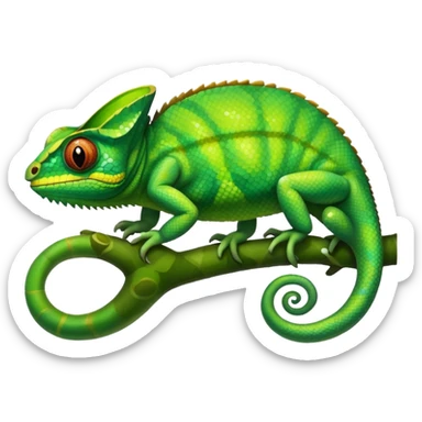 A green chameleon  sticker
