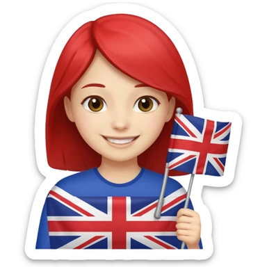 A girl from prestigios school holding British flag sticker