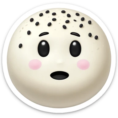 black sesame seeds inside center of each small glutinous rice flour balls with no face sticker