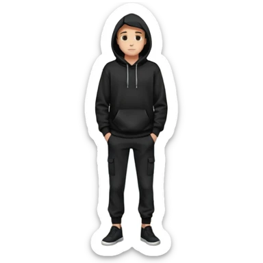 fullbody Mysterious sky man in black hoodie, hands in pockets and black pants sticker