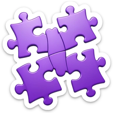 Create an icon of a puzzle for "Featured Projects" on a dark background #22223B. Show exactly 4 puzzle pieces connected together, with the 4th piece slightly separated and in the process of being placed. The puzzle pieces should be shades of purple that harmonize with the background sticker