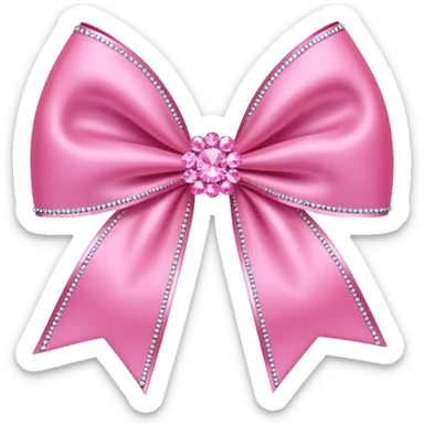 super light Pink bow with sparkles rhinestones  sticker