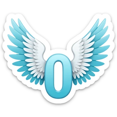 Number cyan 67 with white wings  sticker