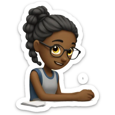 Girl listing to songs and doing homework  sticker