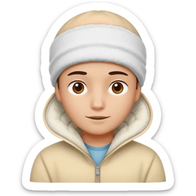 A person with headaches and a cold pad on the head sticker