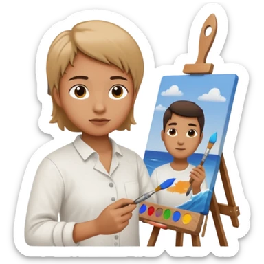 person quietly painting on canvas sticker