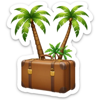 holiday incoming emoji with suitcase and palm tree, suitable for Slack status sticker