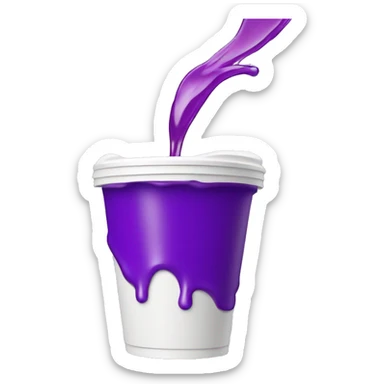 white styrofoam cup pouring out a purple liquid sticker