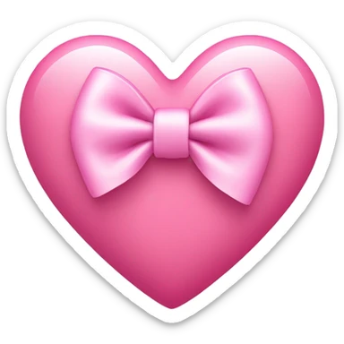 pink heart with light pink bow bow on top right sticker