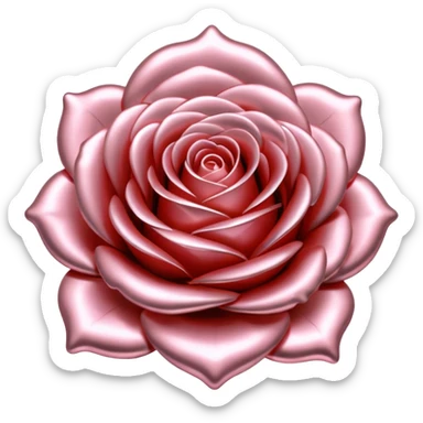 A rose emoji made of liquid silver metal minimalistic iOS emoji style, centered, sticker