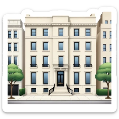 upper east side townhouse, white limestone, classic modern, exterior view sticker
