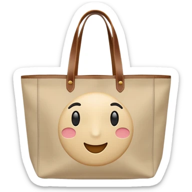 generate an ios genmoji of tote bag beige, plain sticker