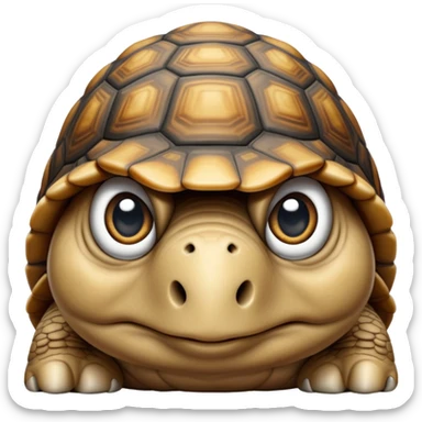 cinematic-tortoise-realistic--emoji,,-wrinkled-wise-face-peering-ahead-with-calm-determination,-cute large-eyes-reflecting-centuries of wisdom, zoomed into its face sticker