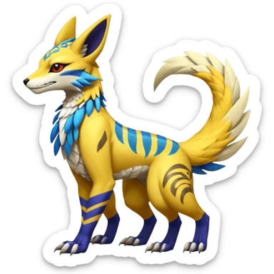 Tribal Tropical Renamon-Zeraora-Bastet-Latias-Vernid-Sergal-fusion-hybrid-creature sticker