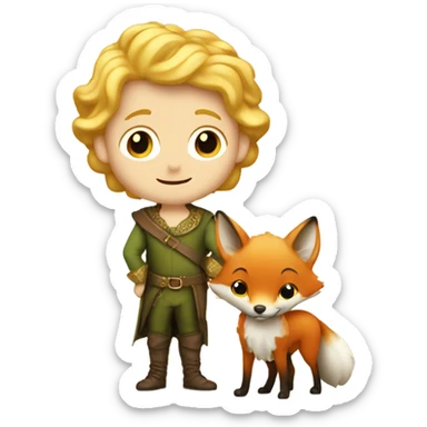 The golden-haired Little Prince and the Fox from Shakespeare. sticker