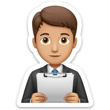accountant with paper in hand, no glasses sticker