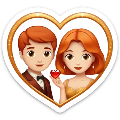 Romantic reddish-golden warm-colored sparkling Valentines vintage aesthetic  sticker