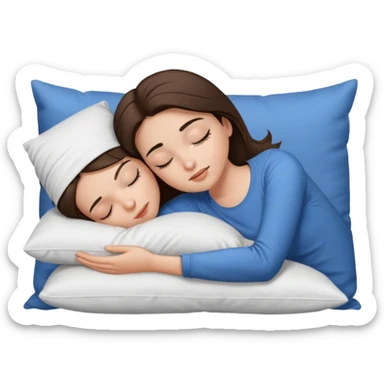 Brunette white skine white tshirt brunette eyebrowns girl sleeping on a pillow sticker
