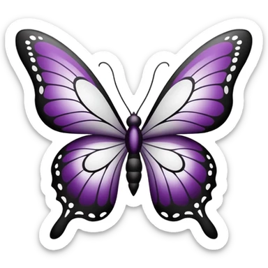 Mariposa color blanco y negro con un poco de morado tipo tatuaje sticker
