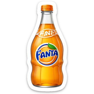 Una botella de cristal con el logo de Fanta con Fanta de limón dentro de color amarillo sticker