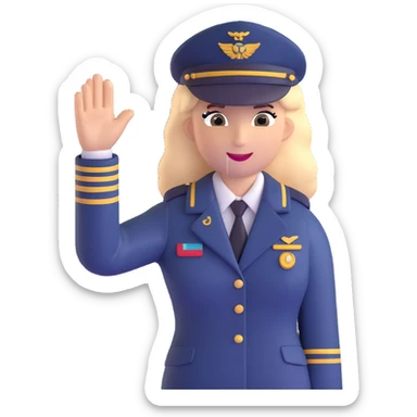 pilot, waving, classic airline uniform sticker