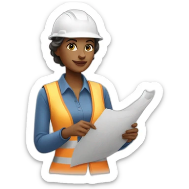 woman architect in vest holding blueprints sticker