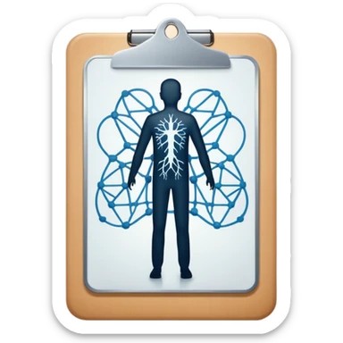 clipboard with a person silhouette and a neural network symbol sticker