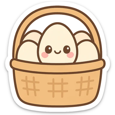 cute kawaii style emoji of a basket of fresh eggs with blushing cheeks sticker