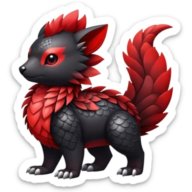 Cute cool black red animal hybrid Fakemon full body sticker