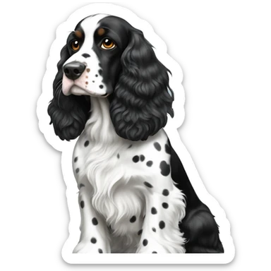 black with white spots english cocker spaniel  sticker