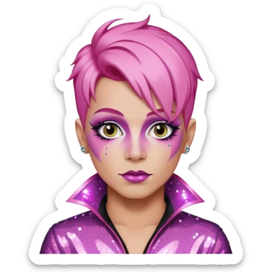 pink hair drag king fabulous makeup with glitter sticker