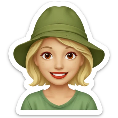 messy green clay mask and red tourist hat blond woman sticker
