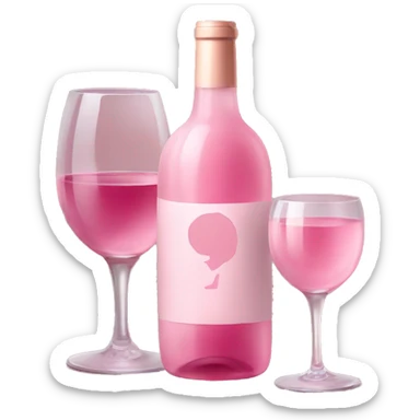 fancy bottle baby pink wine with a glass next to it sticker
